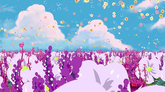 动态大气粒子花海唯美温馨动态花朵花瓣背景视频素材视频的预览图