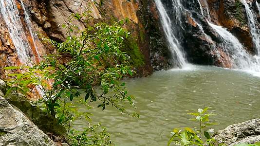 热带国家的丛林天堂景观来自悬崖上的水流视频的预览图
