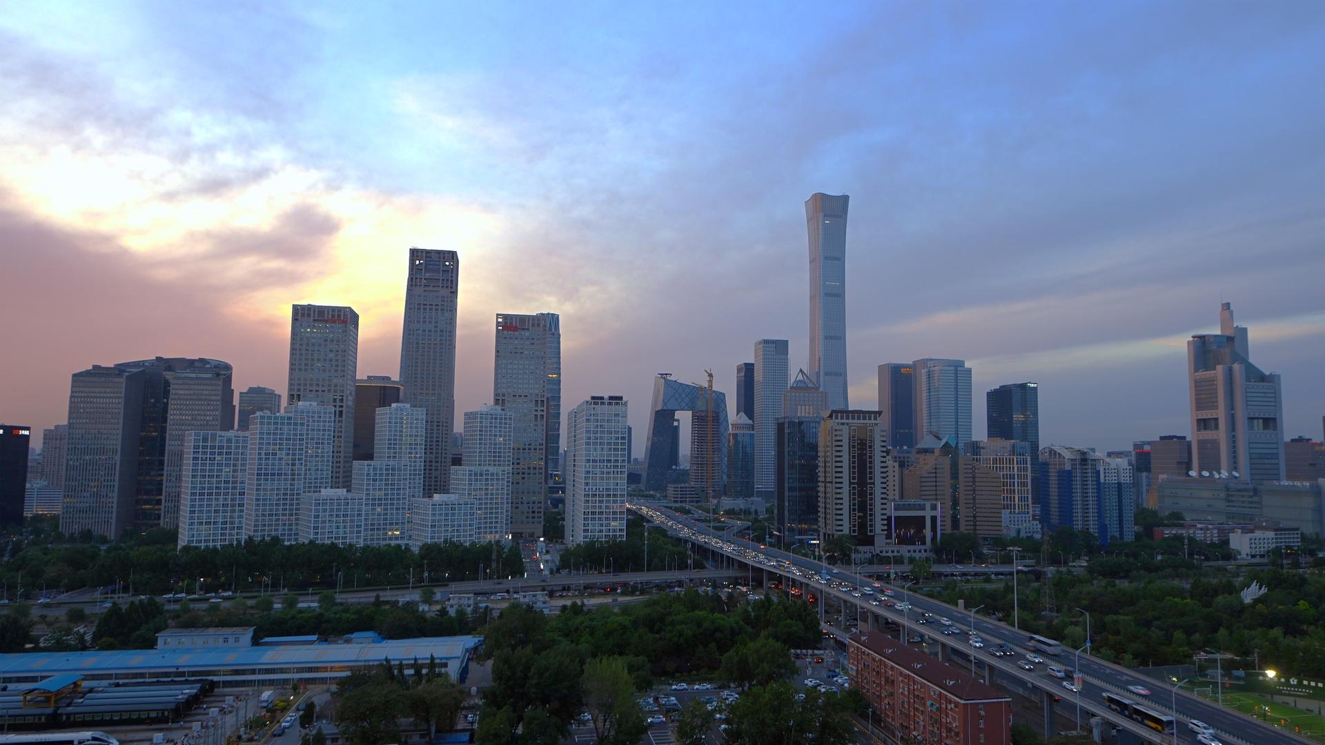 北京CBD晚霞4K延时视频的预览图