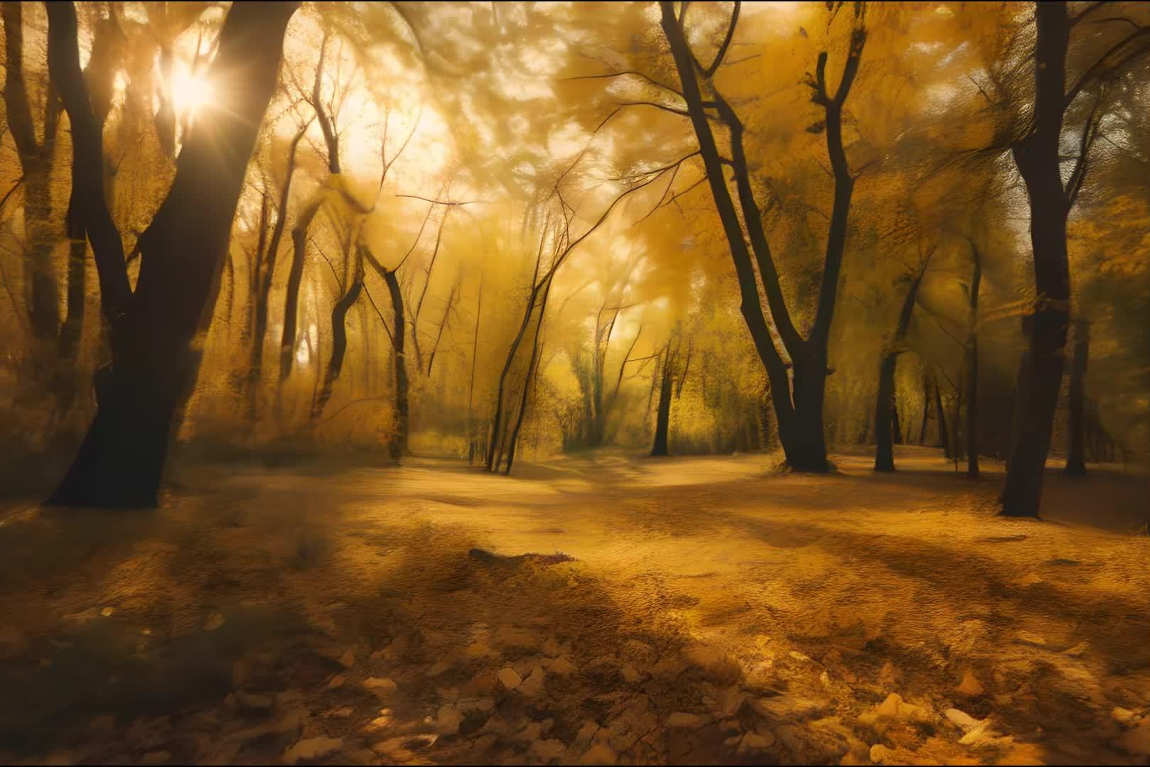 公园里金黄的落叶视频的预览图