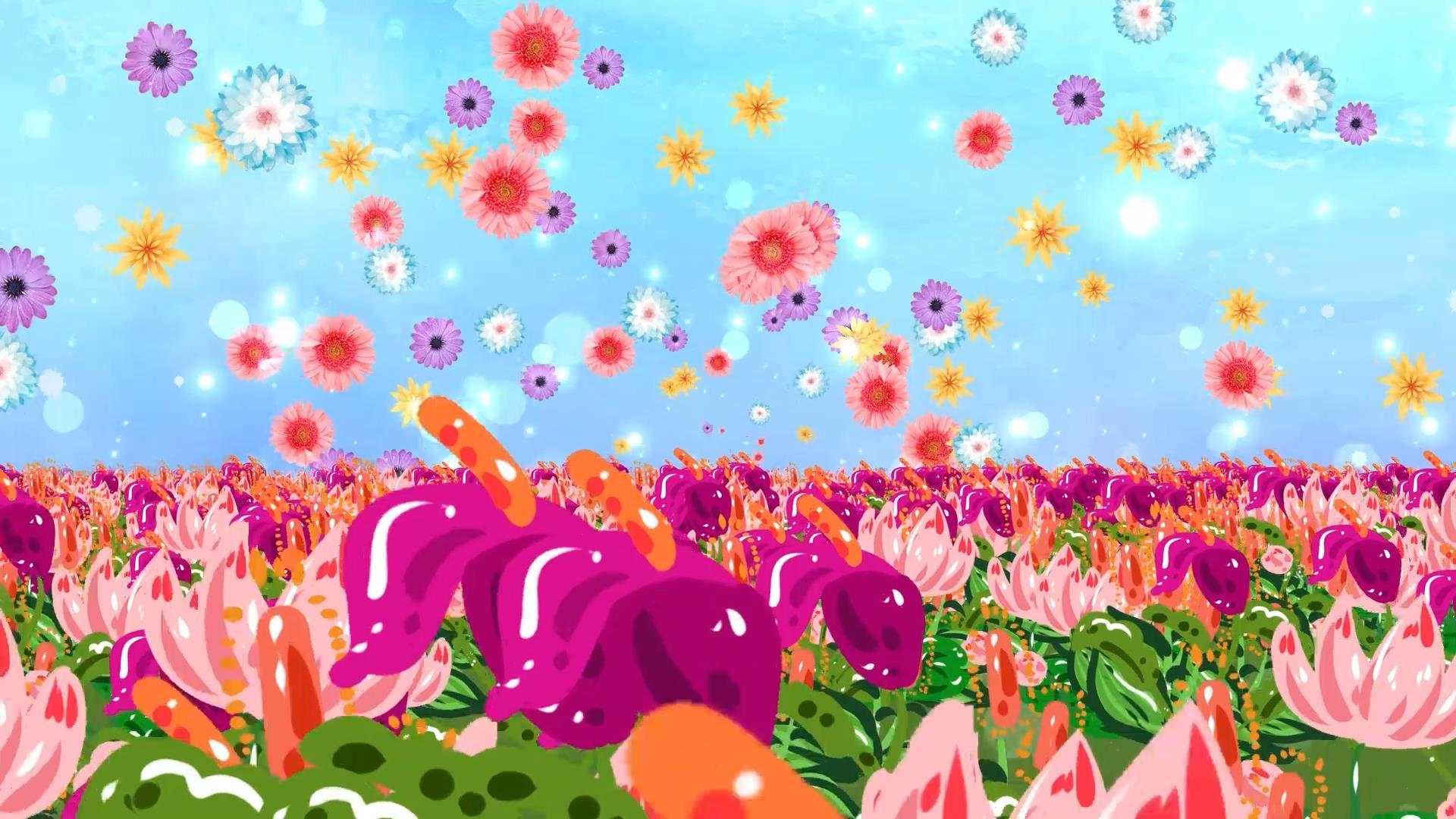 动态大气花海唯美粒子花朵放射背景视频素材视频的预览图