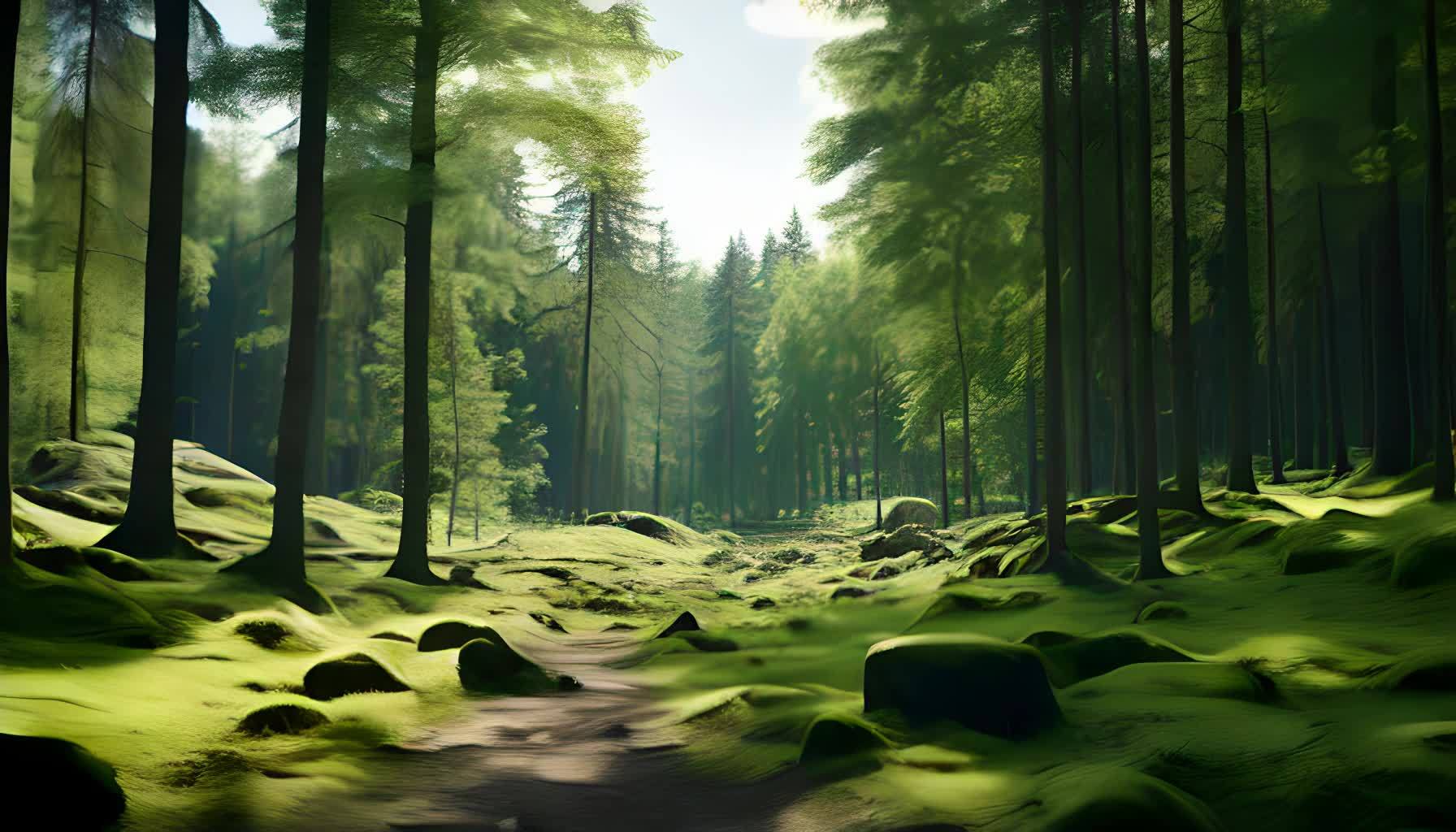 阳光照射进树林视频的预览图