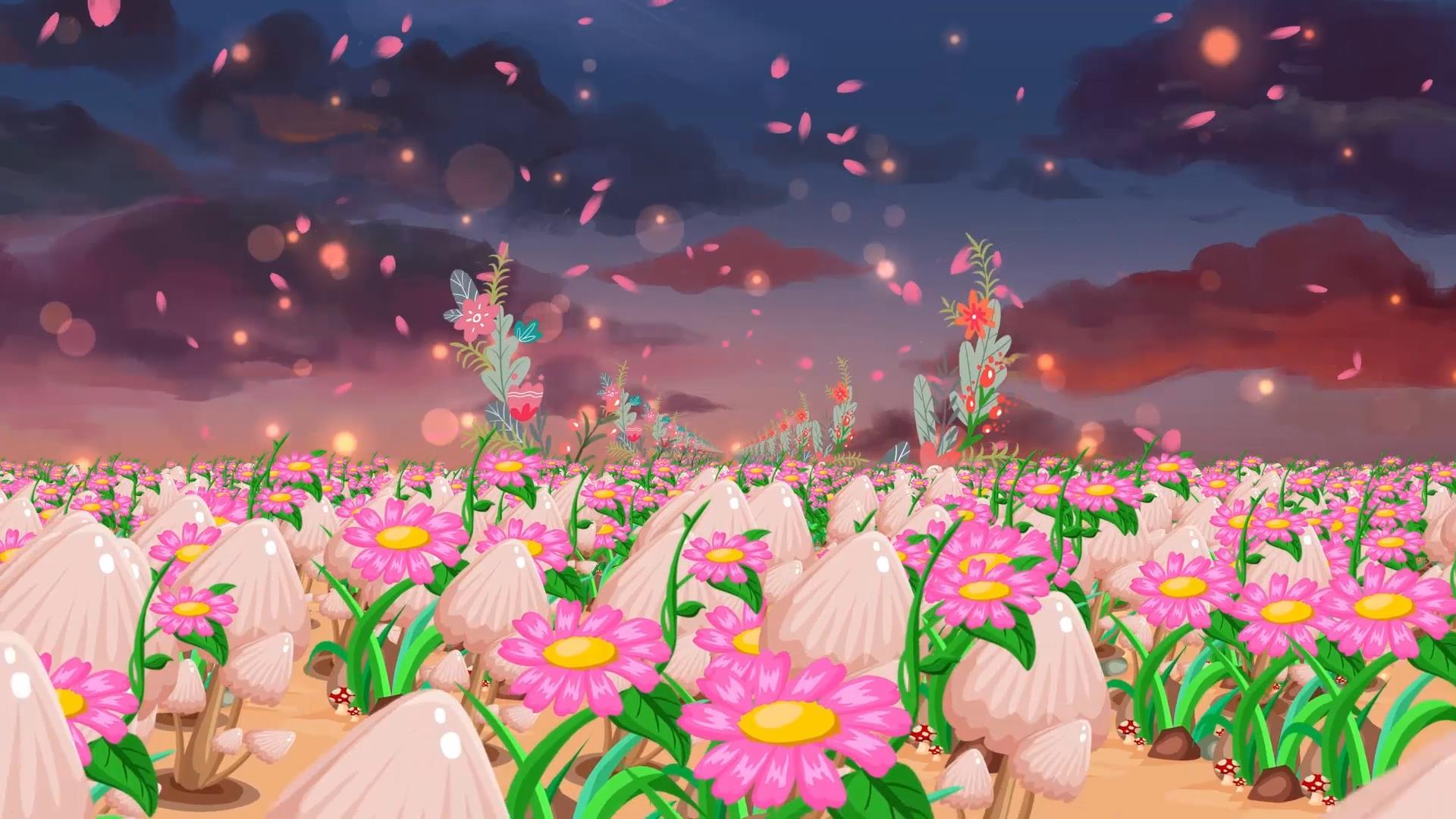 唯美花海大气粒子花瓣动态背景视频素材视频的预览图