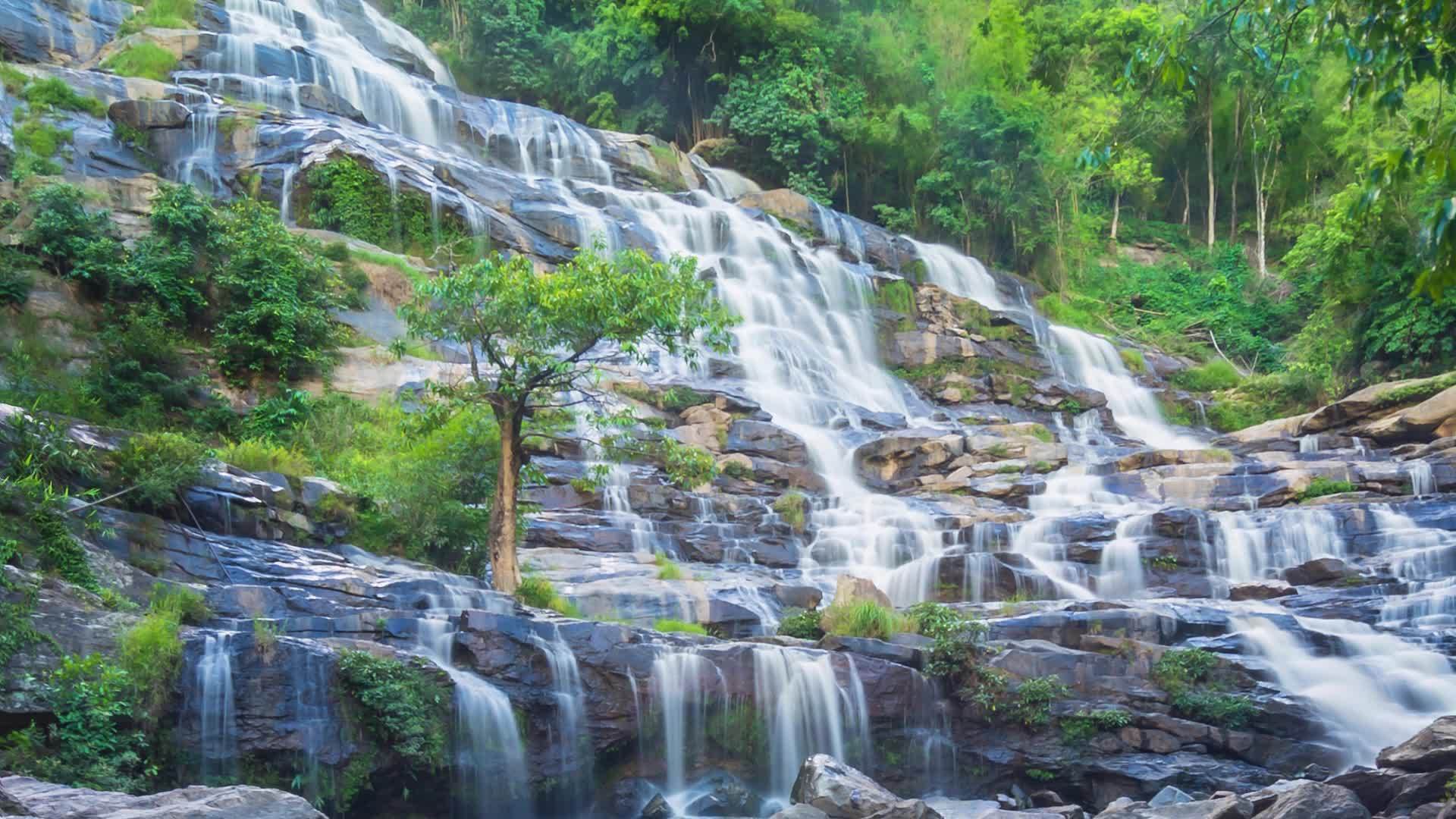 著名的印度国家公园Maeya瀑布视频的预览图
