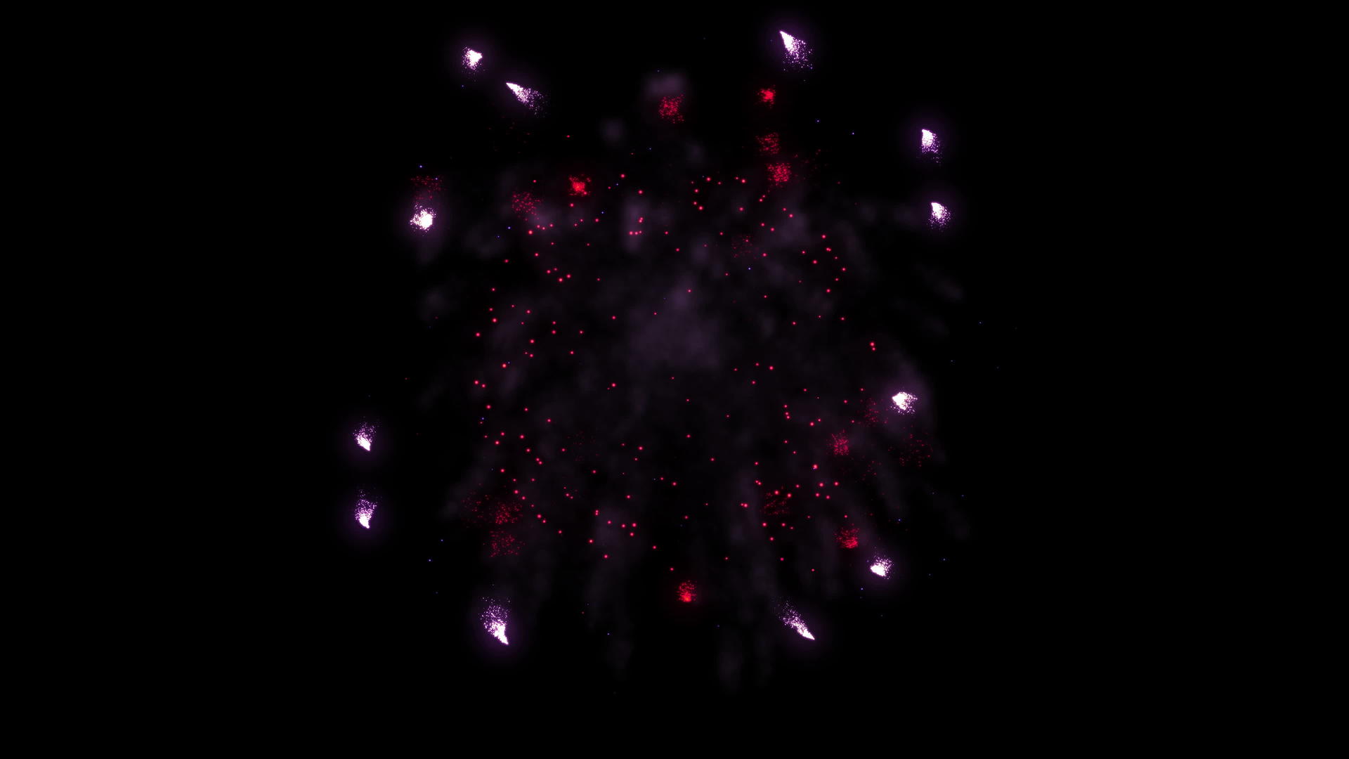 黑色背景4中紫色飞行礼物粒子烟花动画k视频的预览图