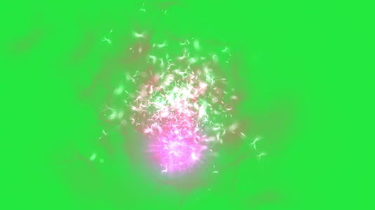 绿色屏幕上的魔法烟花有颗粒和火花视频的预览图