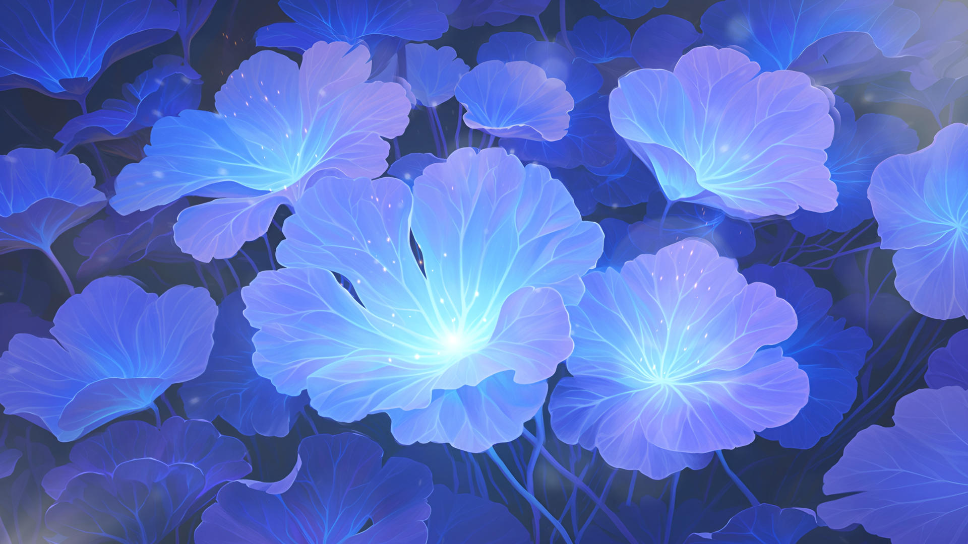 梦幻蓝色幻境花海飘动背景视频视频的预览图