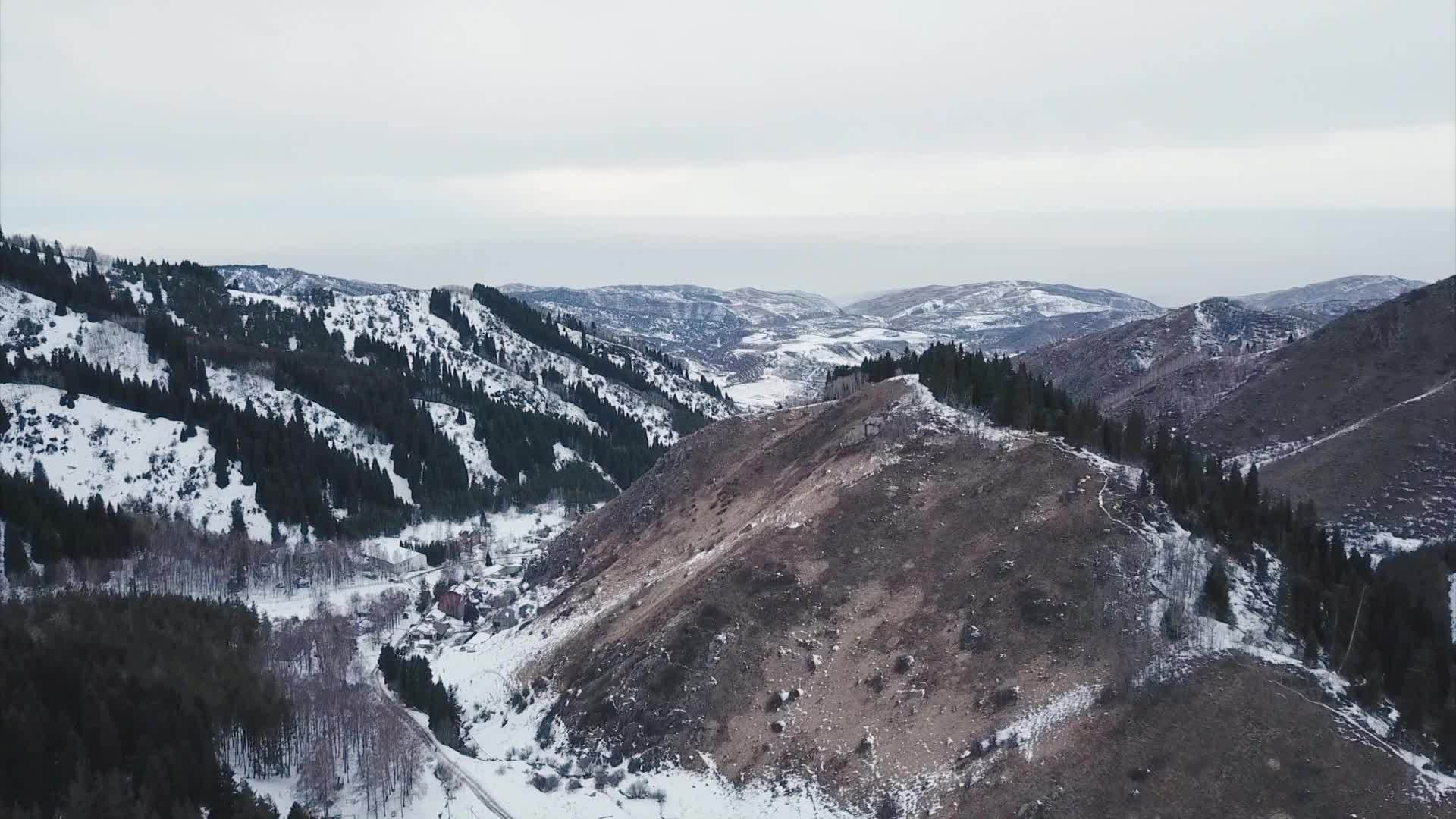 人们在山上的冬天森林里放松着视频的预览图