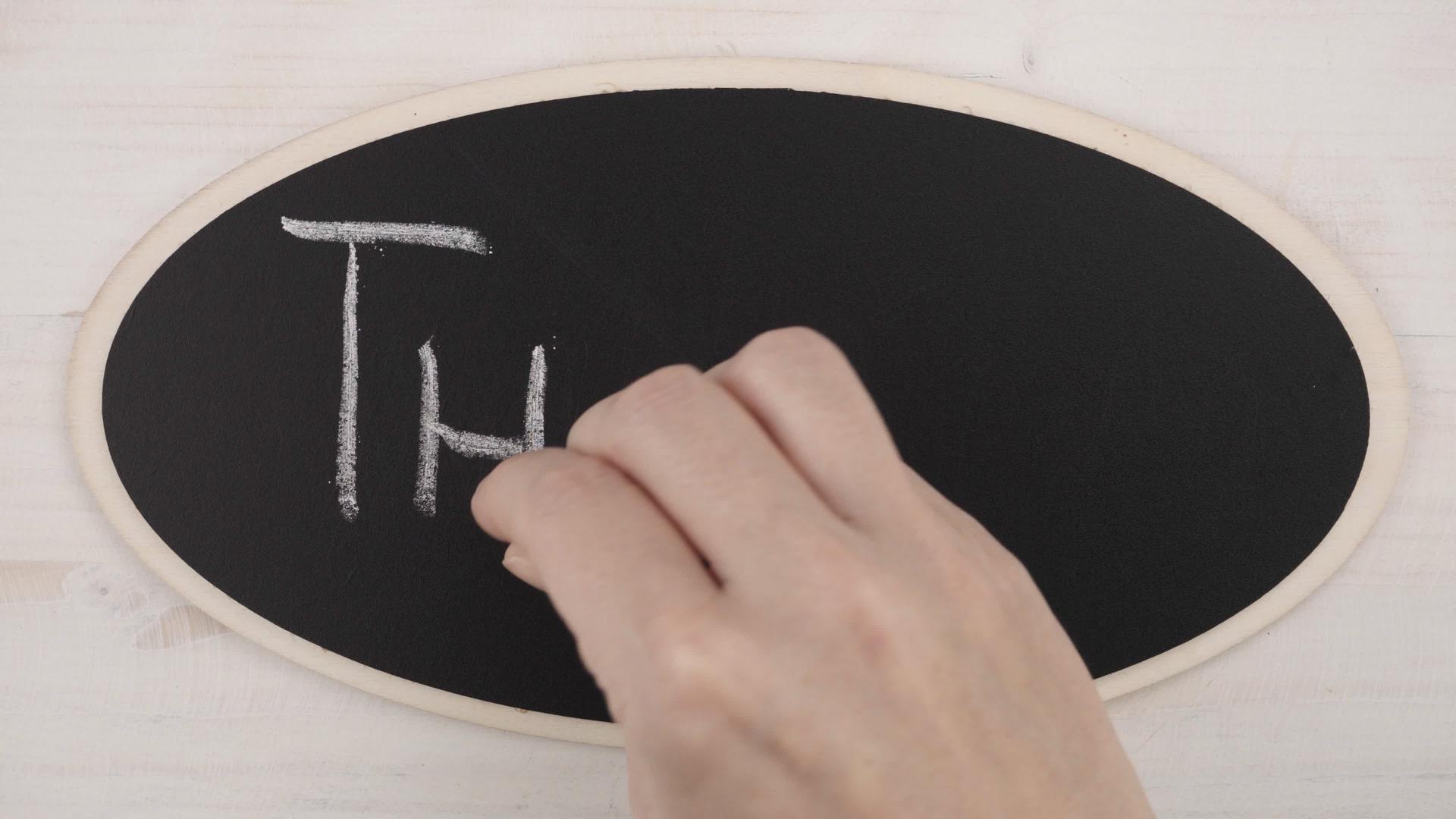 女性在黑板上写白粉笔视频的预览图