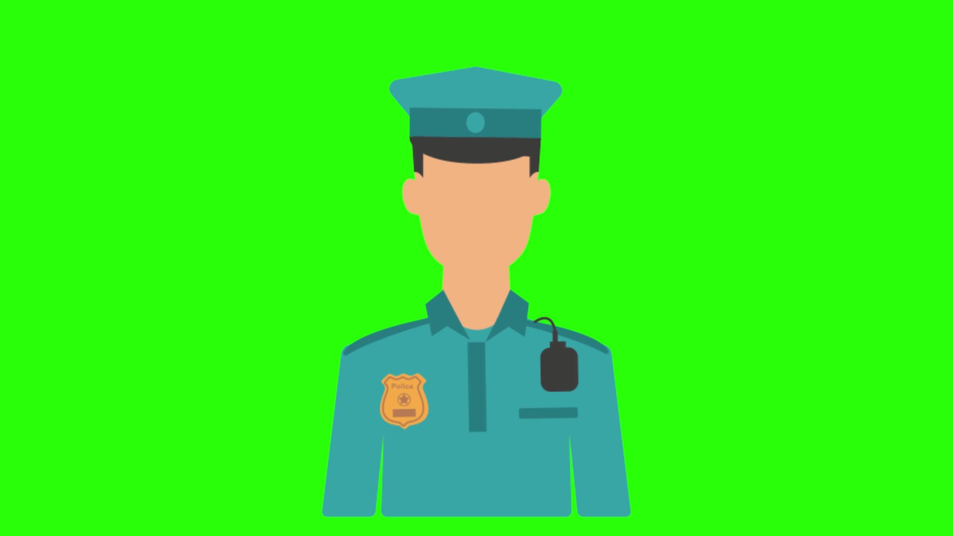 绿屏警察卡通形象视频的预览图