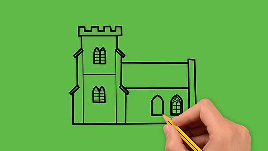 家庭画家在绿色背景上画出白色和黑色的组合视频的预览图