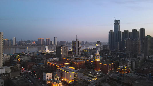 航拍城市地标建筑群夜景灯光4k素材视频的预览图