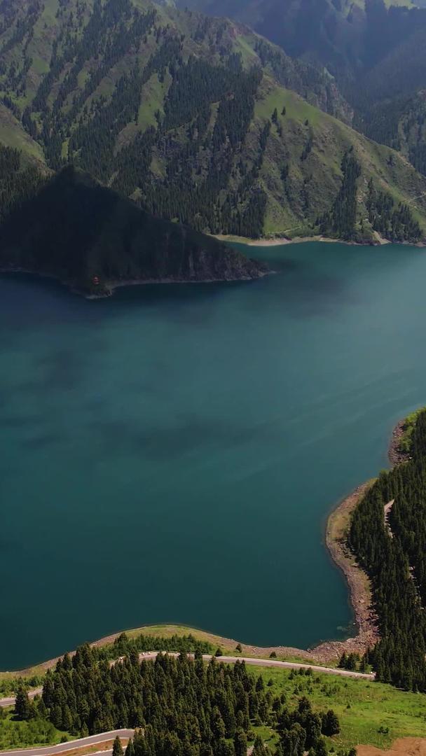 新疆天山天池景区航拍5A全景视频视频的预览图