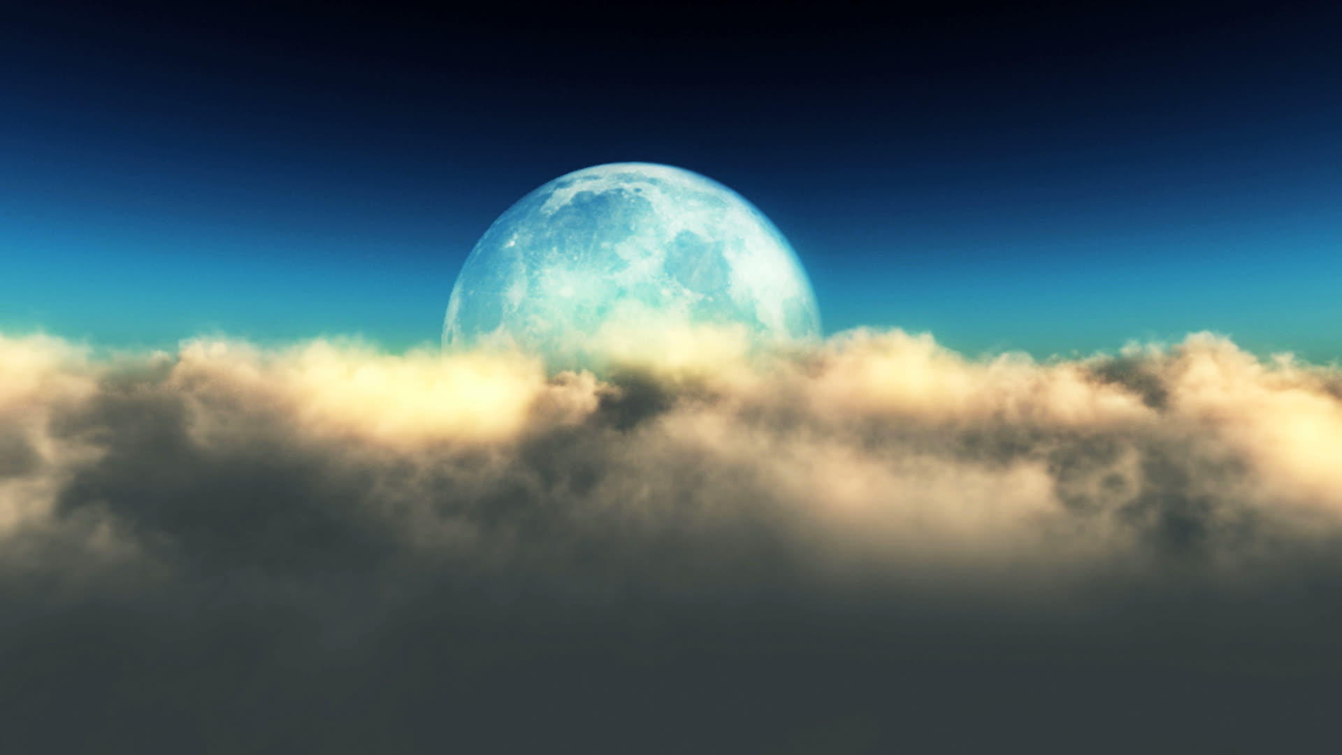 夜景在满月的云上飞翔视频的预览图