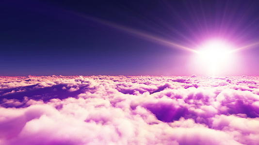 梦幻紫色云上飞翔的背景视频视频的预览图