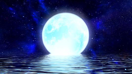 唯美梦幻星空水面月亮背景视频视频的预览图