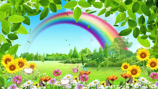 唯美彩虹向日葵背景视频视频的预览图