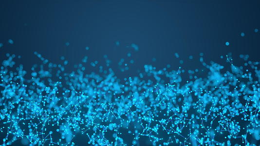 发光的蓝线与颗粒连接3D介质视频的预览图