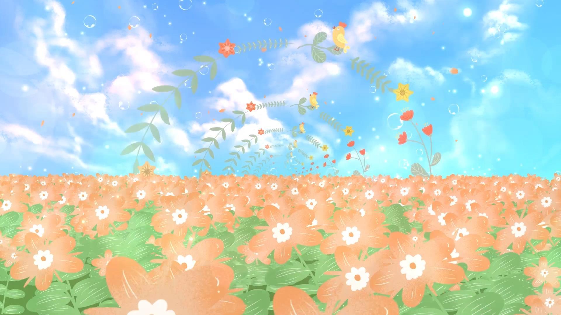 清新唯美花海动态粒子花朵舞台背景视频素材视频的预览图