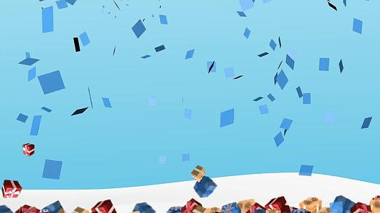 快乐的圣诞风景背景抽象的背景倒塌的面团和礼物视频的预览图