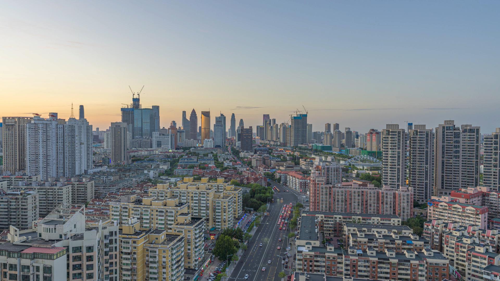 天津市城市天际线日转夜延时8K视频的预览图