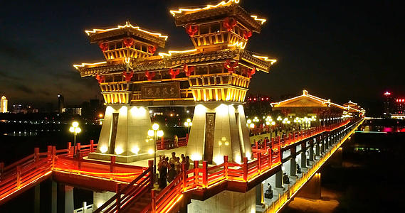 咸阳市古渡廊桥航拍视频的预览图
