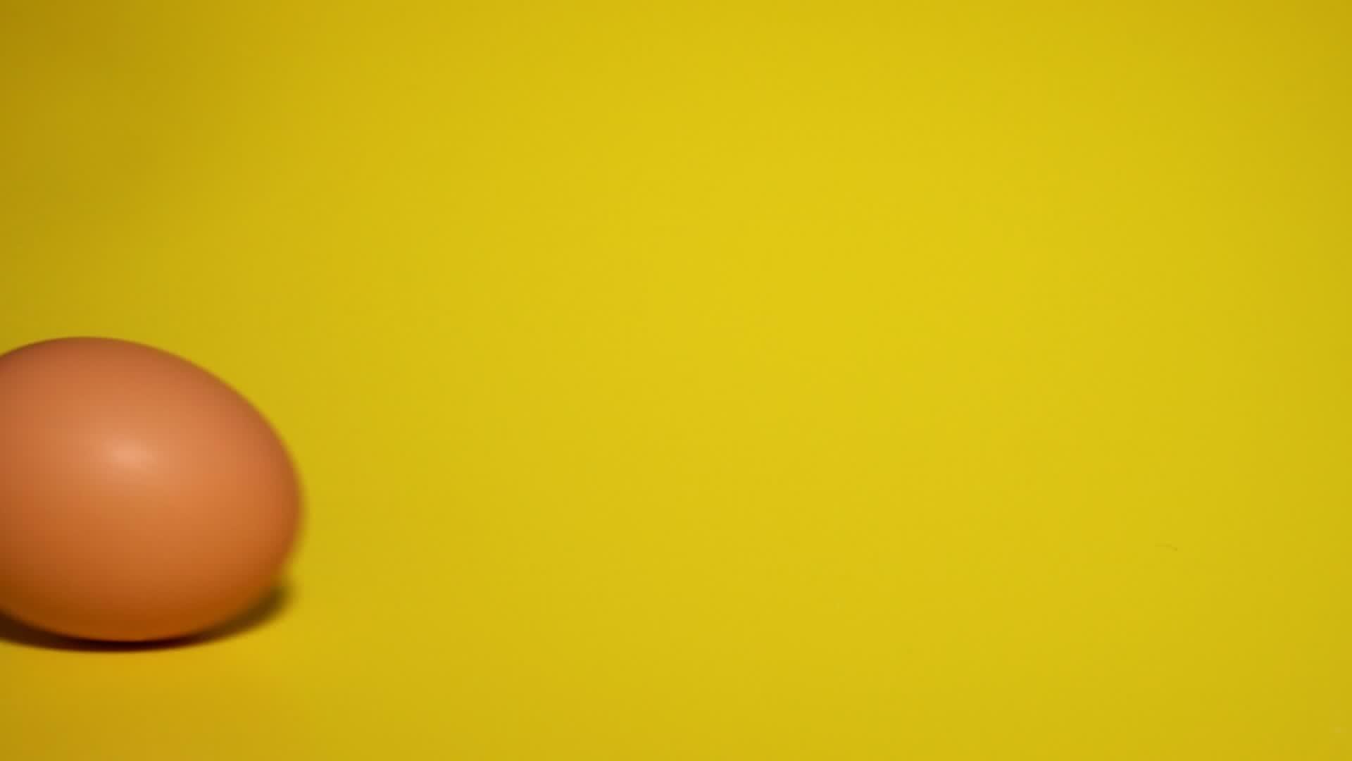 鸡蛋在黄色背景下滚动视频的预览图