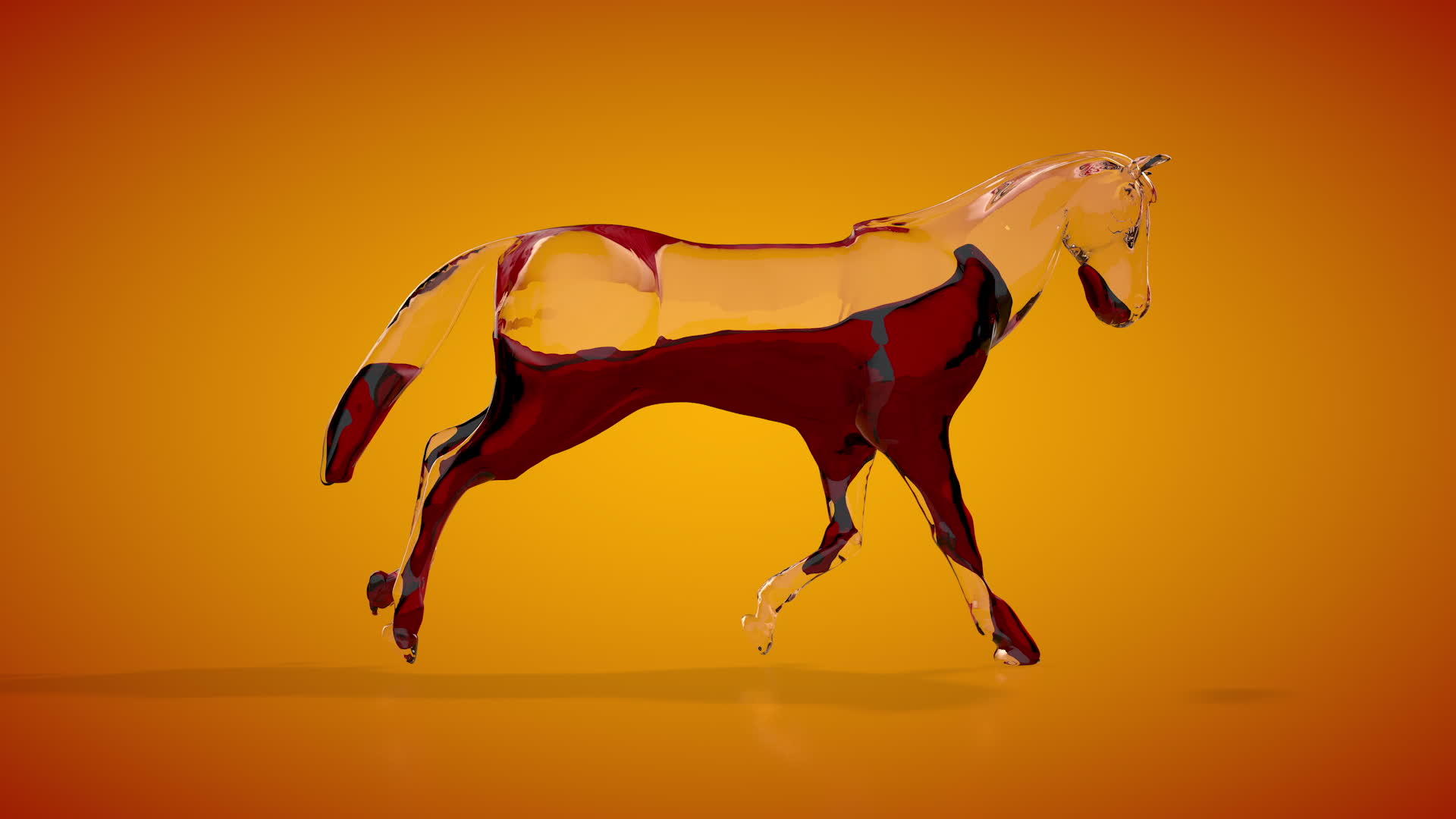 玻璃马装满红色液体无缝循环视频的预览图