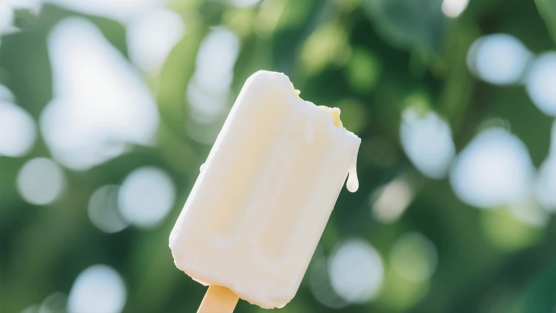 雪糕融化在夏天的树林里视频的预览图