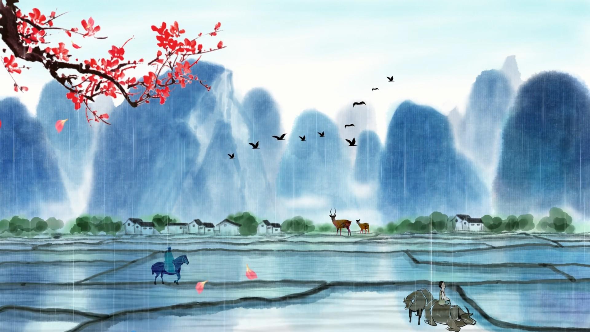 中国风水墨中国风背景视频的预览图