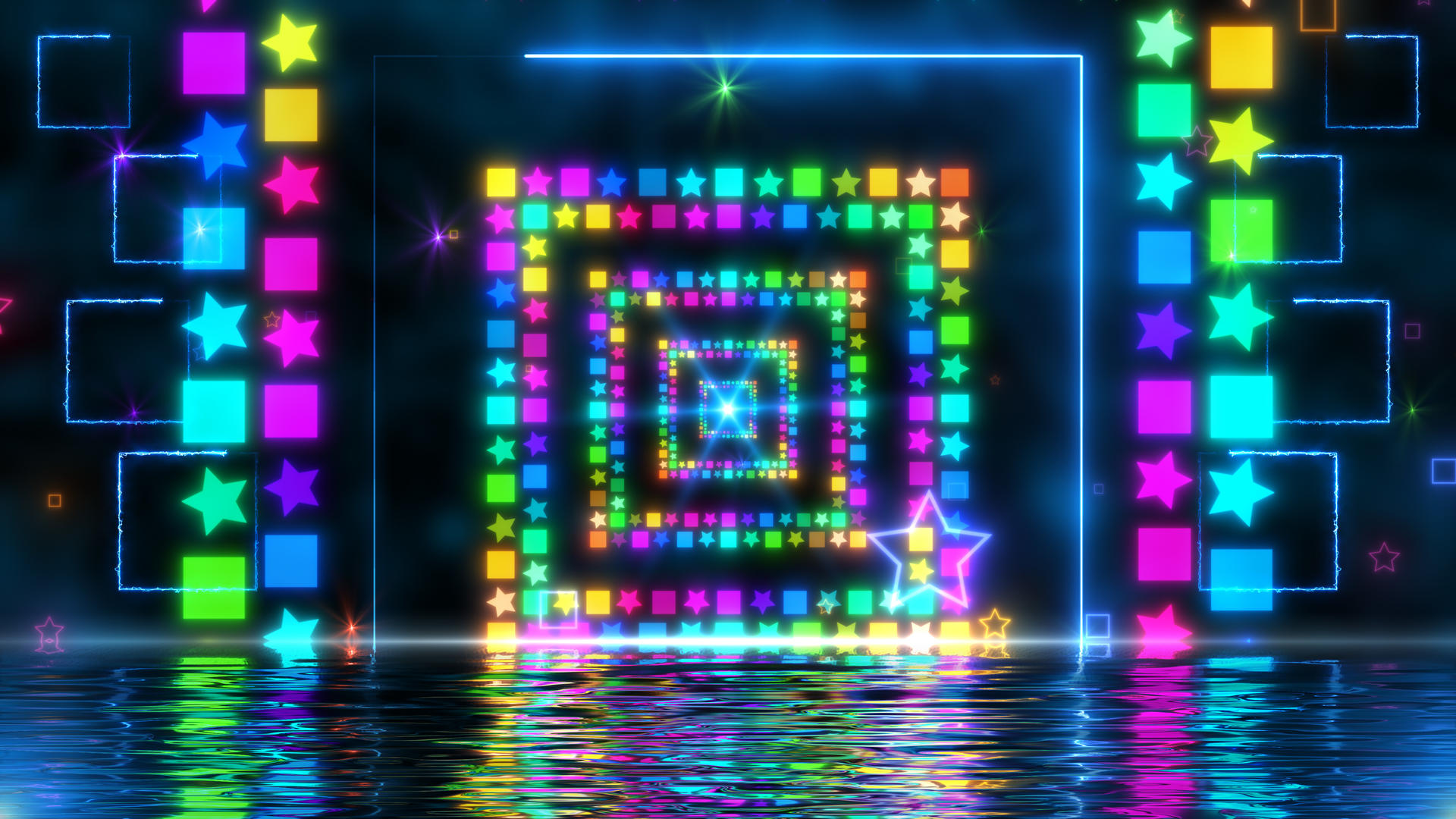 动感彩色矩阵星形方格舞台爵士演出晚会背景视频的预览图