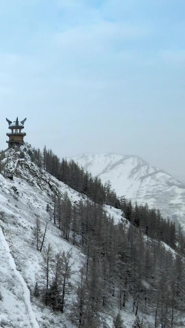 新疆喀纳斯航拍的雪景风景视频的预览图