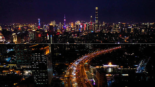4K上海黄浦区夜景交通视频的预览图