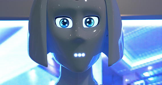 靠近人形机器人的面孔视频的预览图
