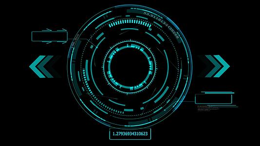 未来技术数字全息元素激光发光效果箭头蓝色激光和两个数字蓝色色调标记边框视频的预览图