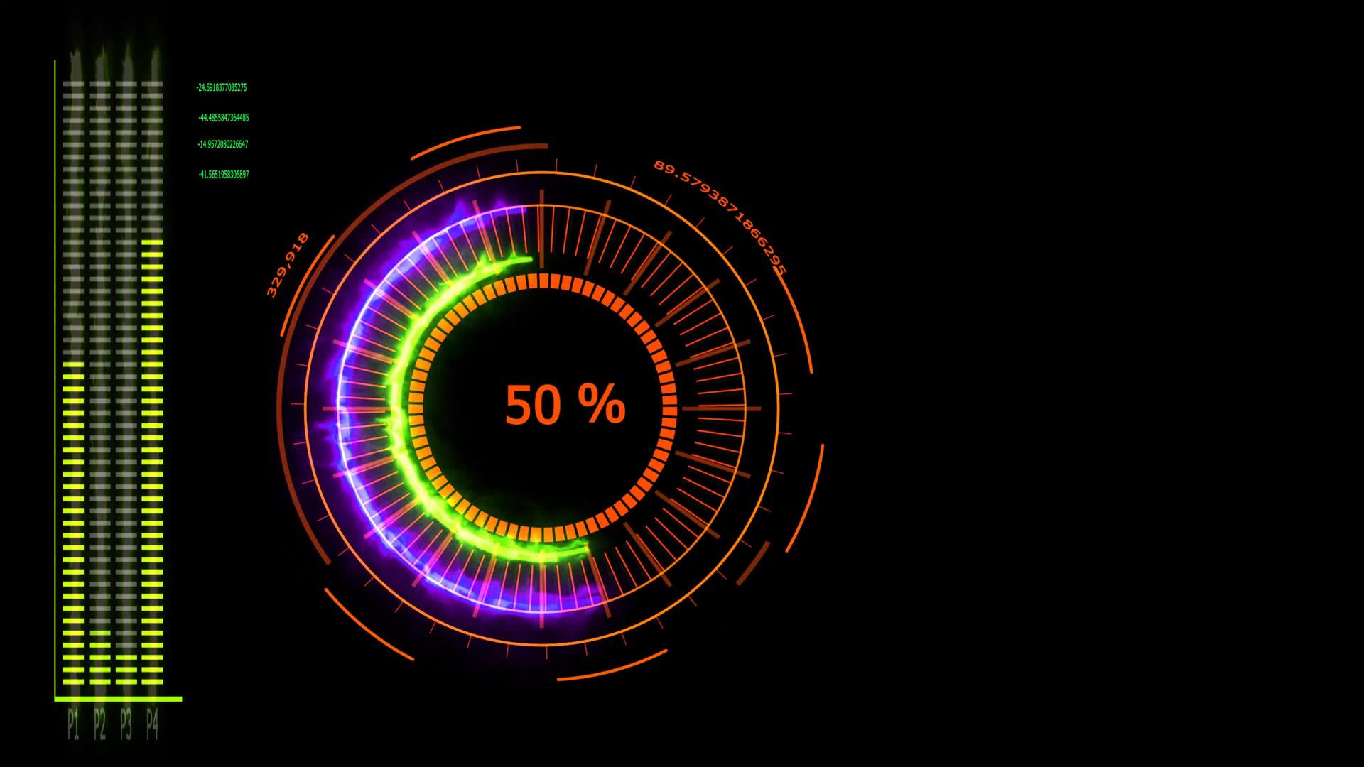 数字电表电能技术动画加载效果黑橙色视频的预览图