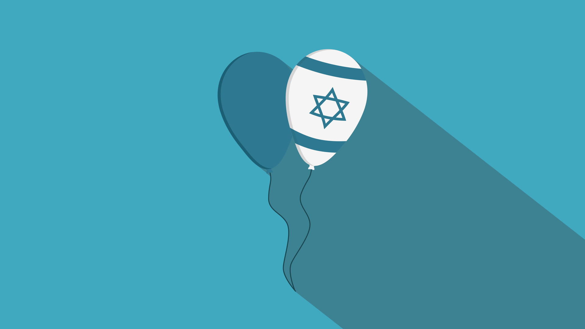 上面挂着两个气球平板设计动画图标Israel独立日假日概念旗视频的预览图