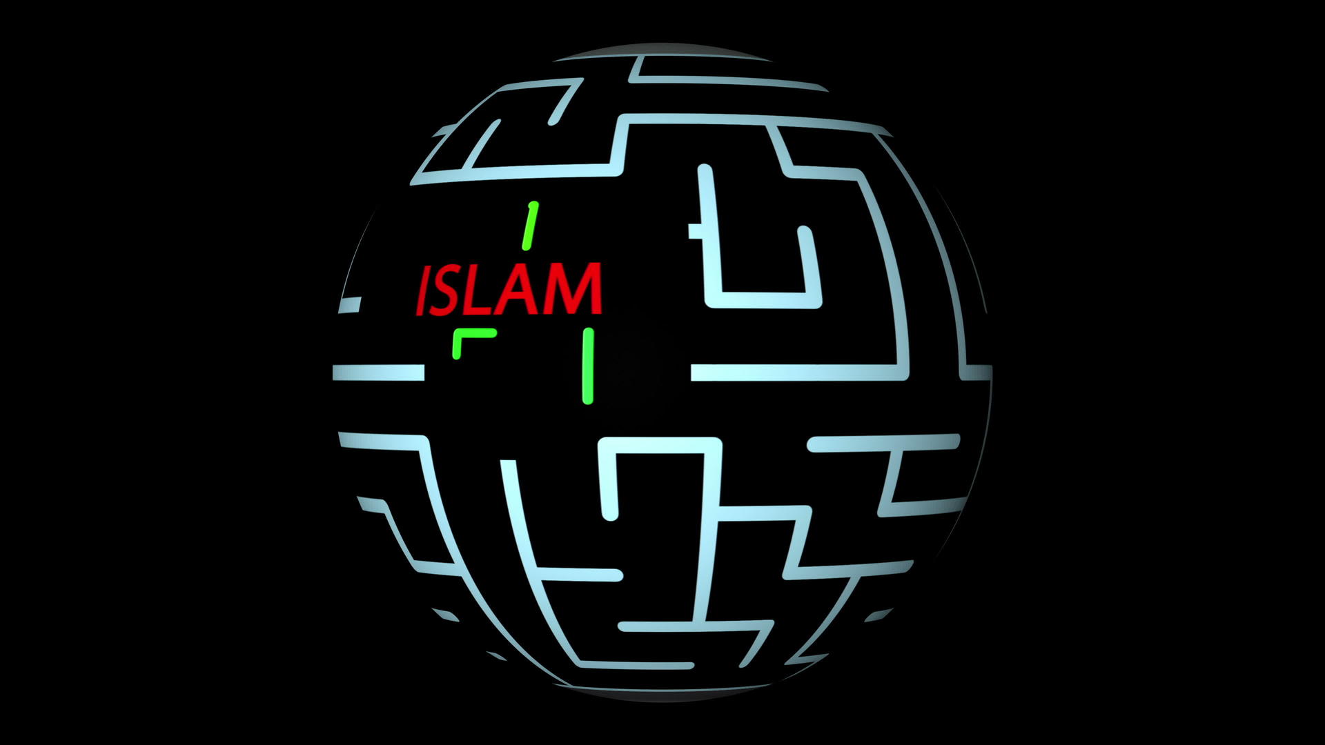 迷宫动画-伊斯拉姆包含红色文字、绿线和可能的解决方案视频的预览图