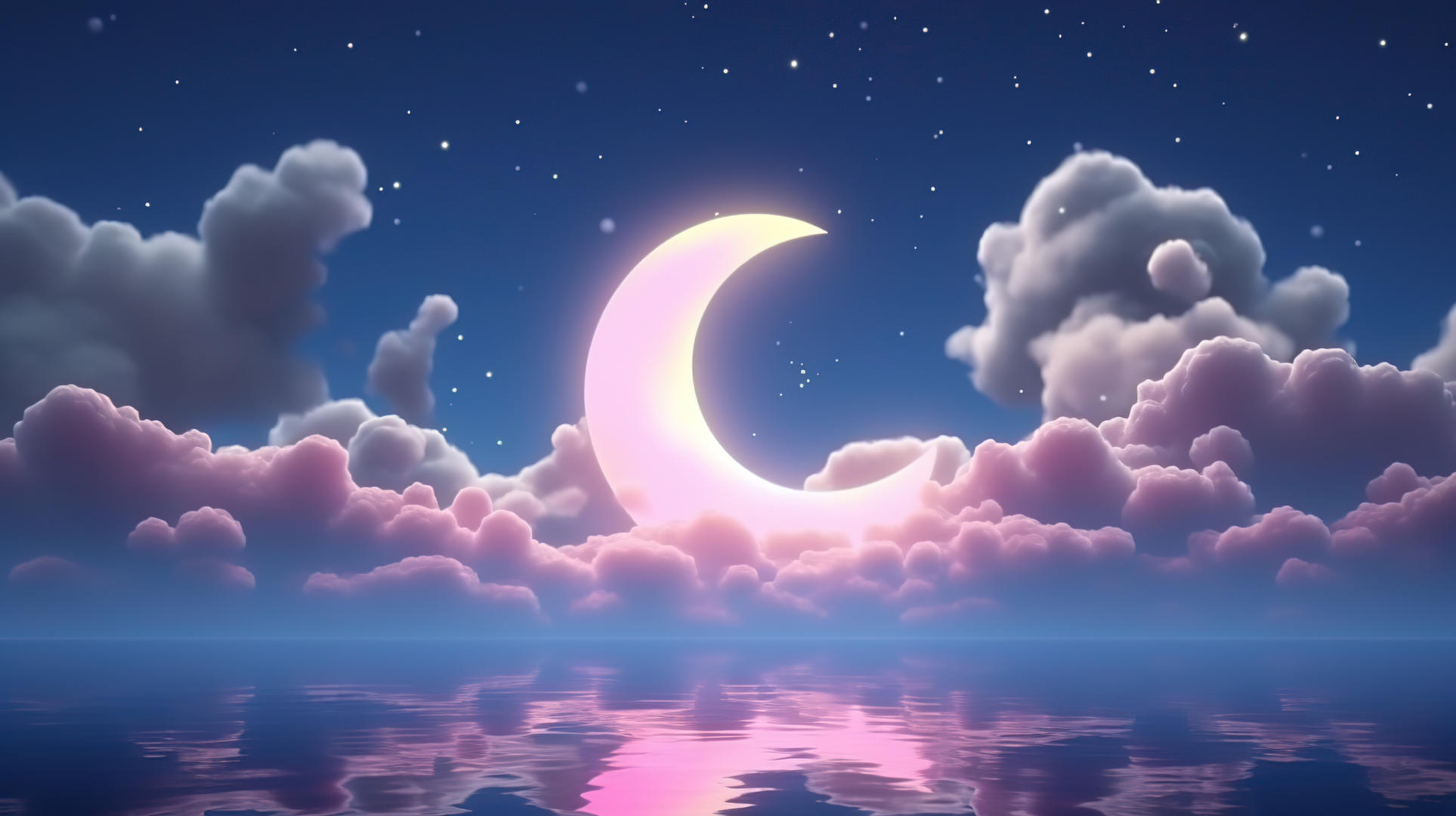夜晚浪漫的月色风景数字艺术视频的预览图