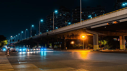 8K移动延时杭州秋石高架夜景车流视频的预览图