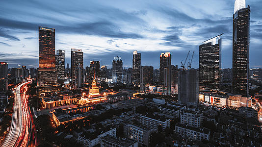 上海静安cbd日落延时摄影视频的预览图