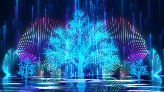 美波光粼粼粒子喷泉粒子树舞台背景视频的预览图