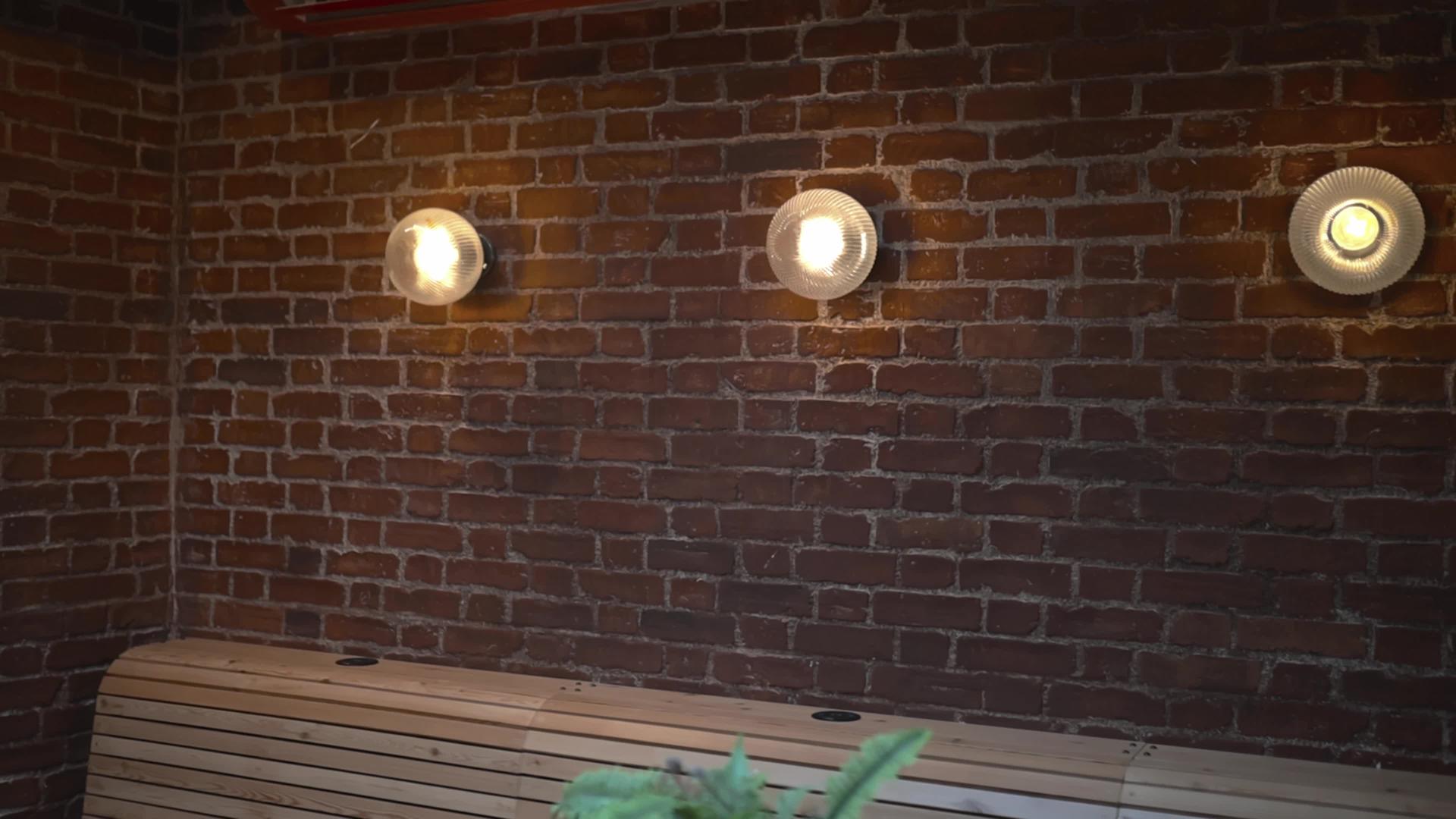 三盏灯红砖墙上的红砖墙远离素食餐厅视频的预览图