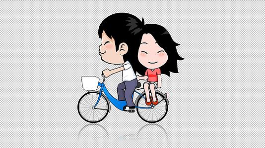 情侣骑自行车动画(含通道)视频的预览图