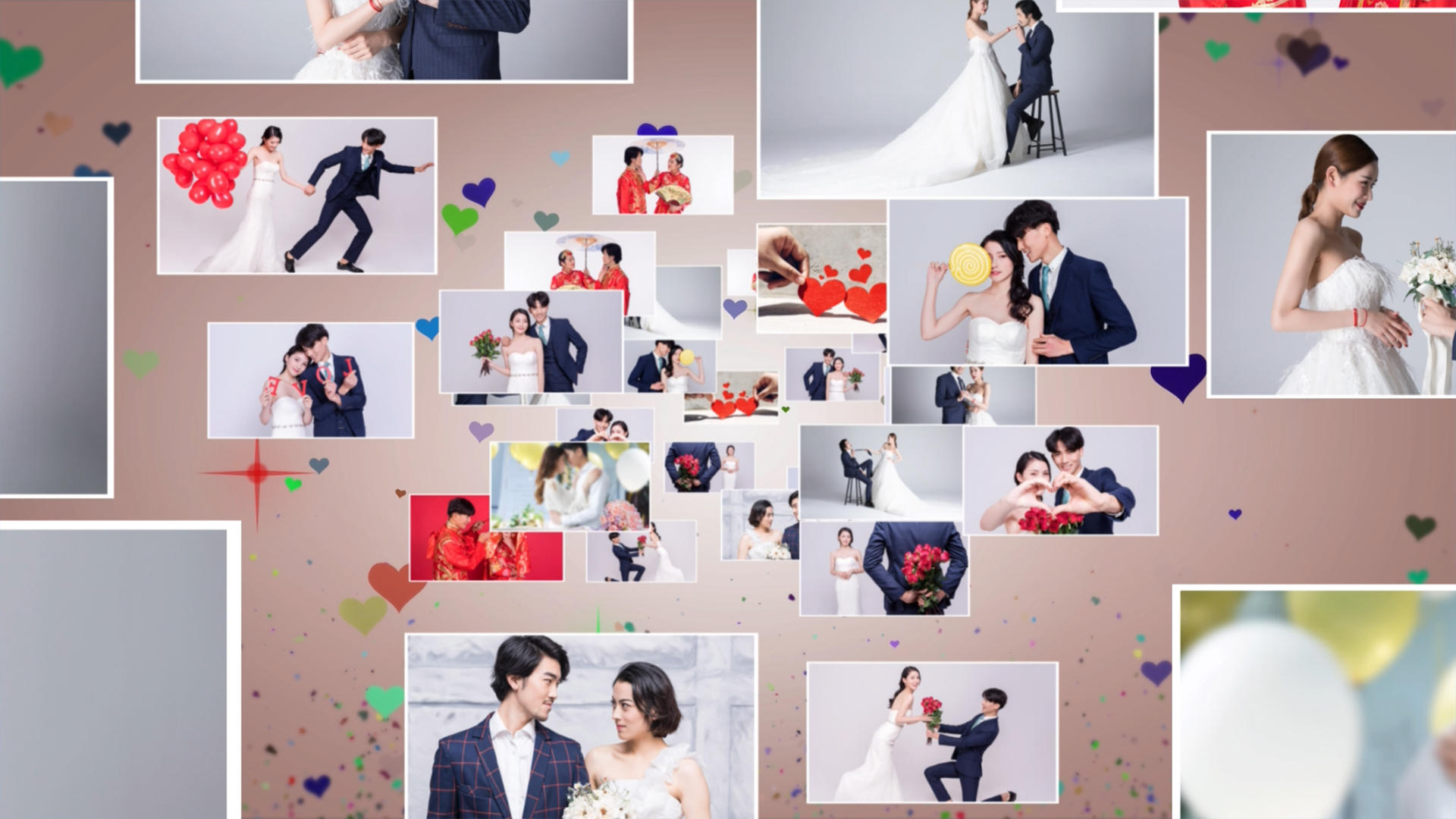 婚礼照片汇聚开场AE模板视频的预览图