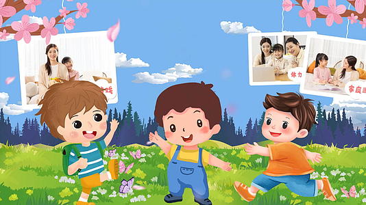 简洁卡通儿童节节日纪念相册展示视频的预览图