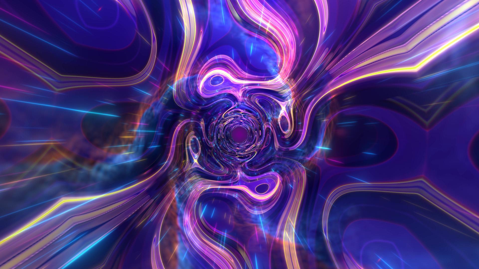 绚丽的梦幻科幻流光溢彩的隧道穿梭视频的预览图