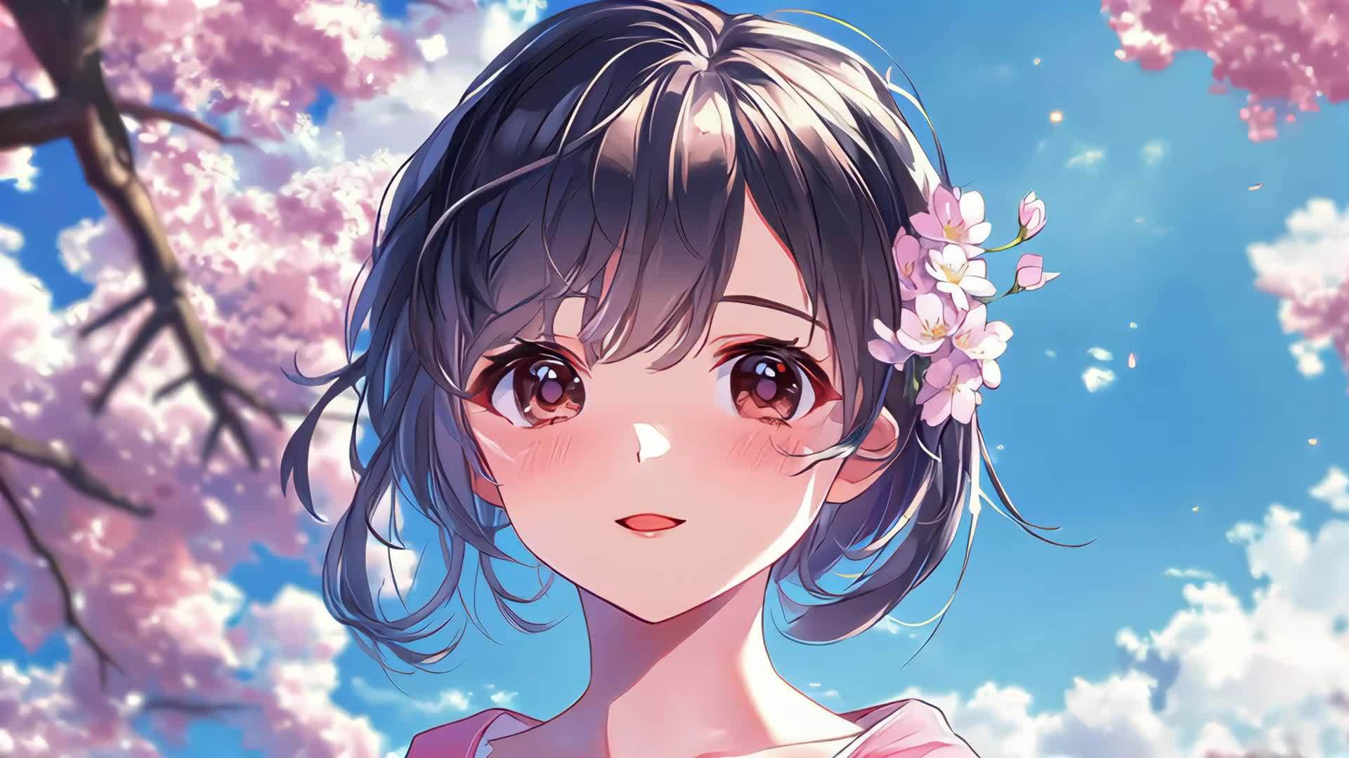 樱花旁边的动漫少女视频的预览图