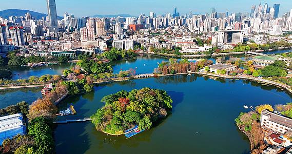 广州著名公园东山湖航拍2022年最新视频的预览图