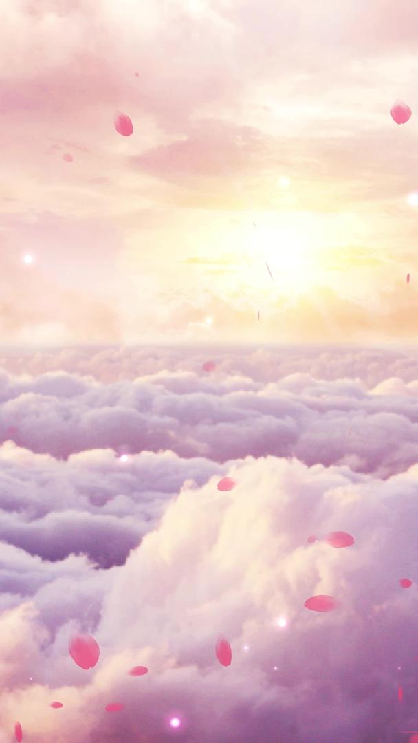 梦幻粉色云端花瓣飘动背景视频视频的预览图